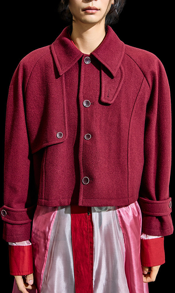 構築的シルエットの韓国ブランド ファッションウールコート