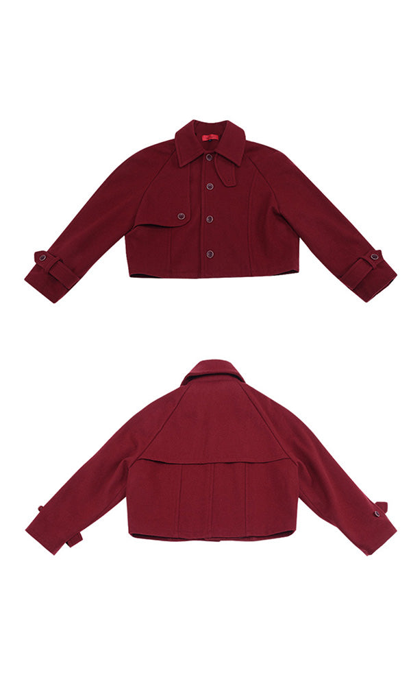 韓国ブランド【Reculer レキュリー】クロップドウールトレンチ