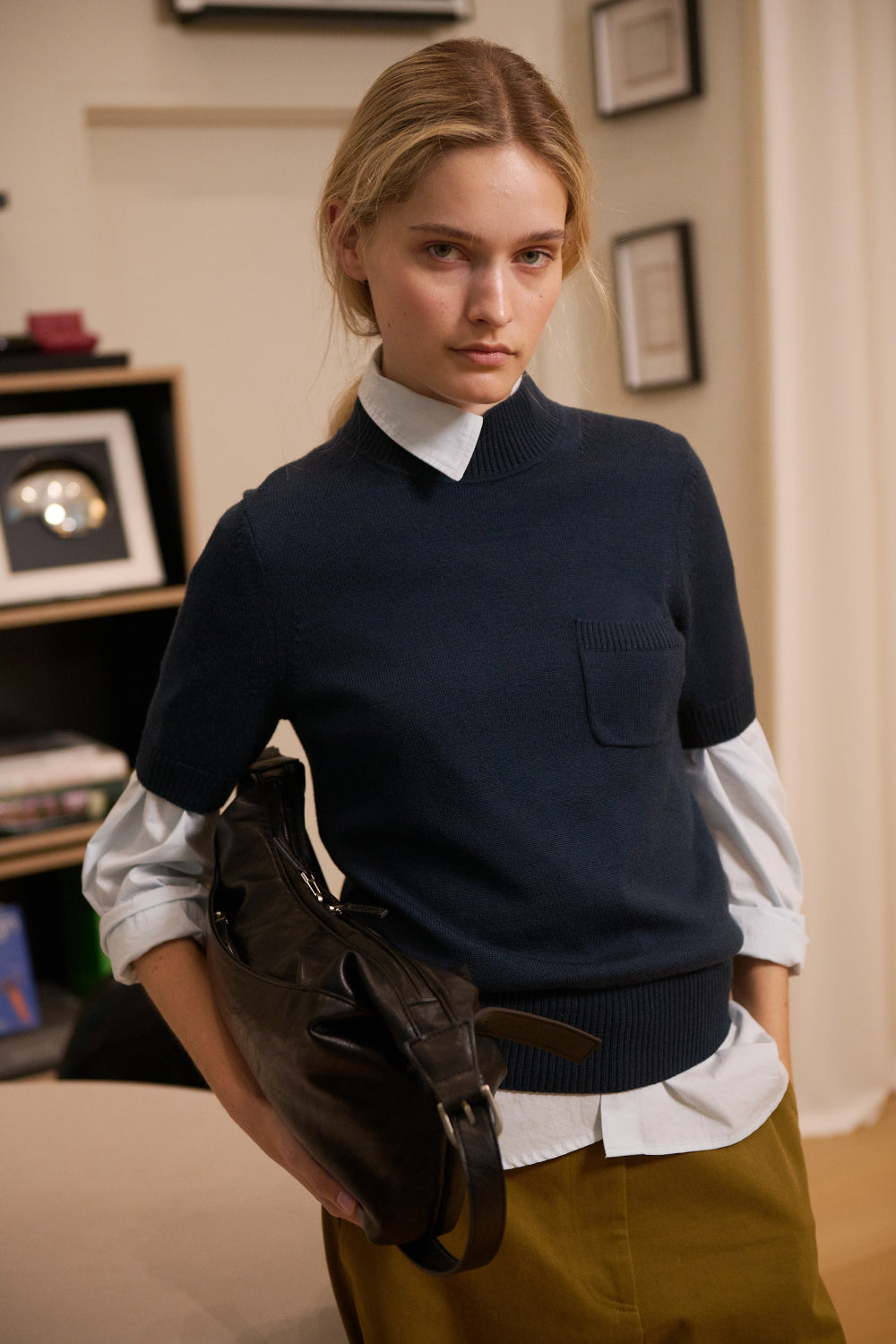 韓国 ショルダー バッグ ミニマル ブラウン