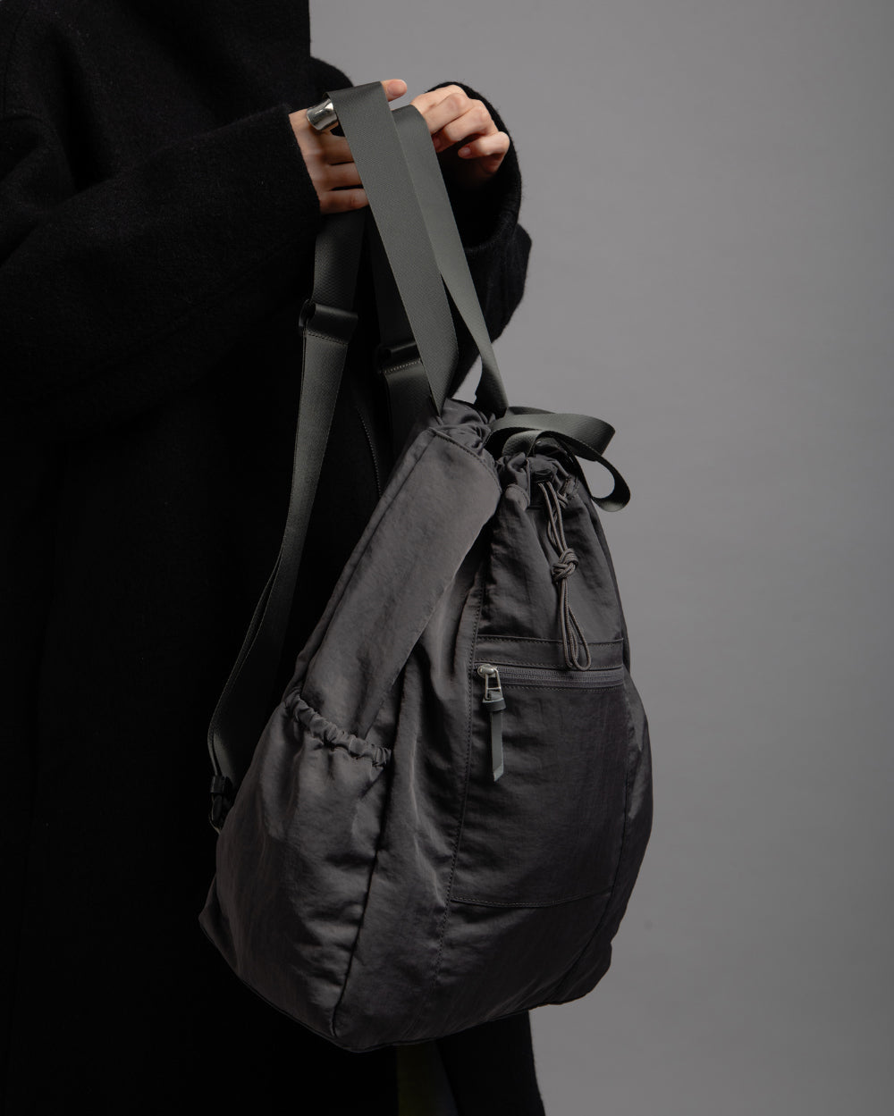 【Requisite レキジット】2way draw bag (Grey)