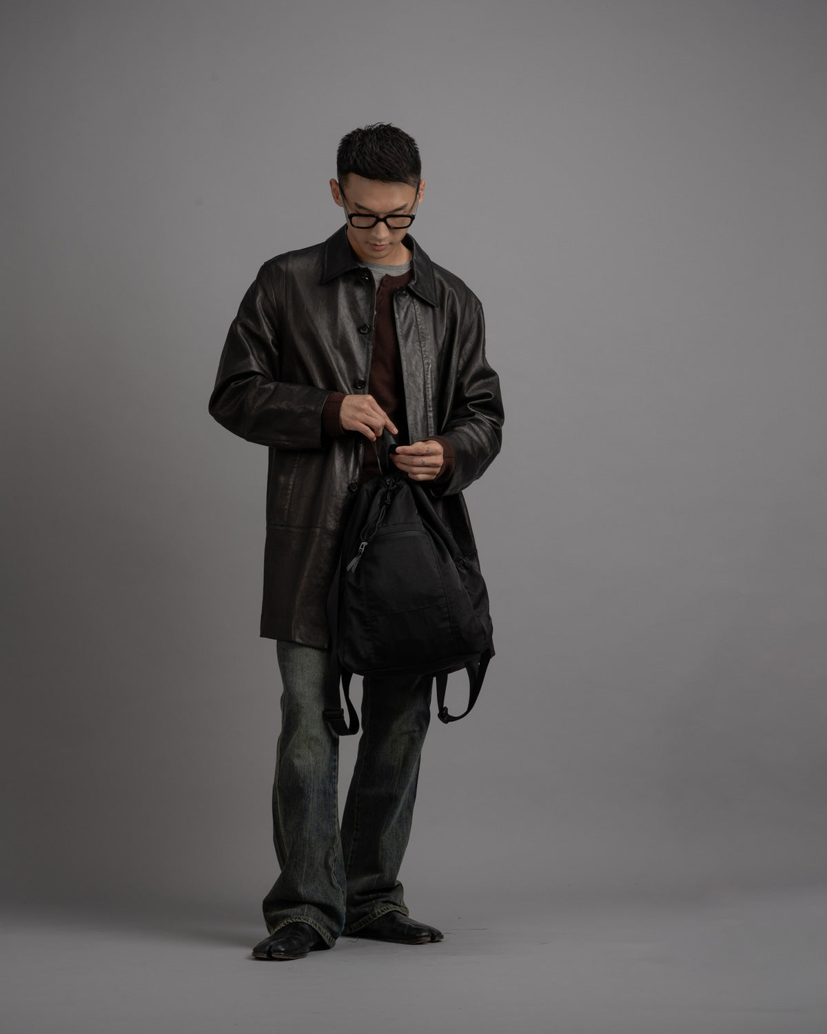 【Requisite レキジット】2way draw bag (Grey)