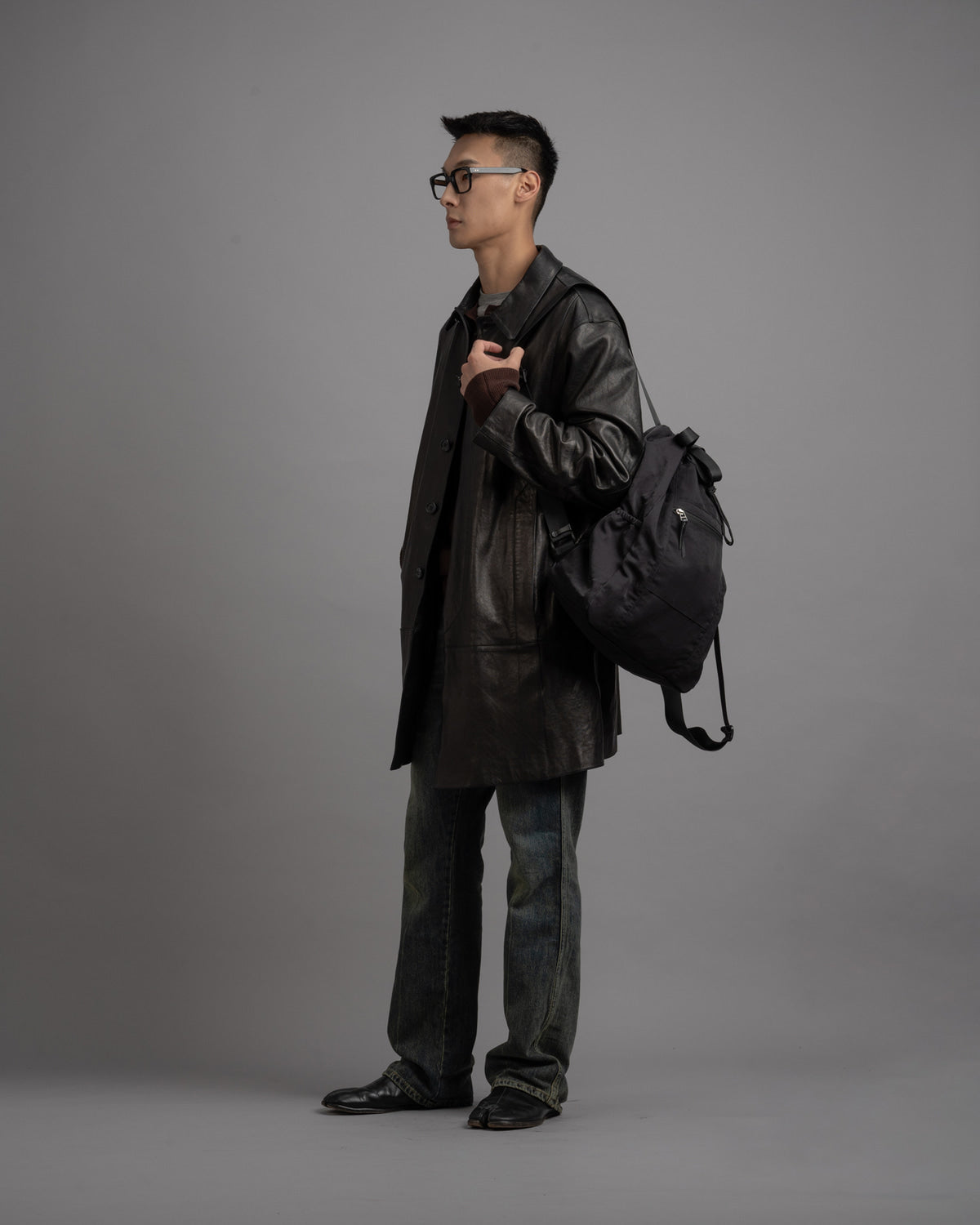 【Requisite レキジット】2way draw bag (Grey)