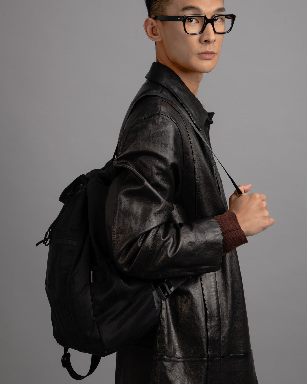 【Requisite レキジット】2way draw bag (Grey)