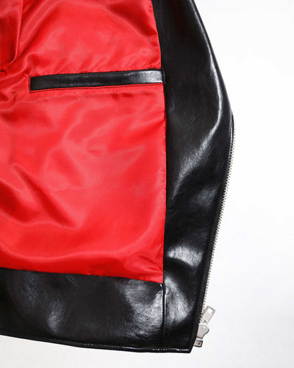 [REVURA] BURN OUT FLARE FAUX RIDER JACKET