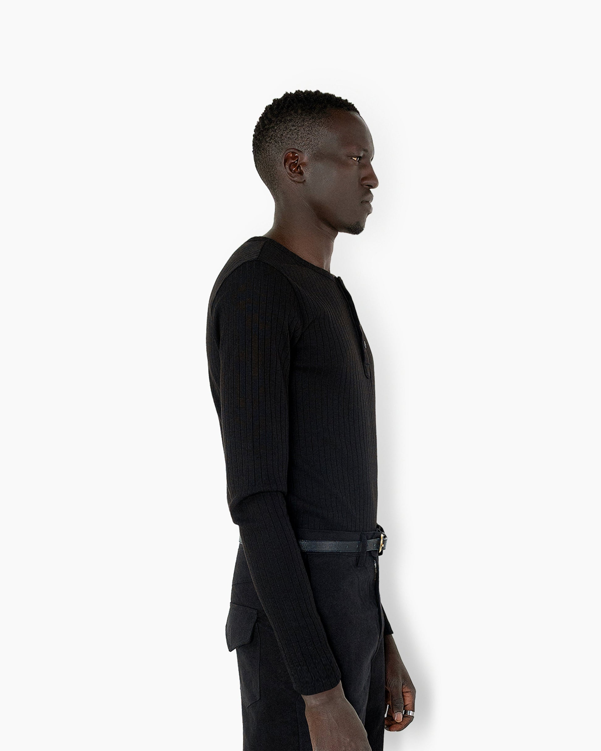 韓国ファッション 大人 メンズ ミニマル リブTシャツ