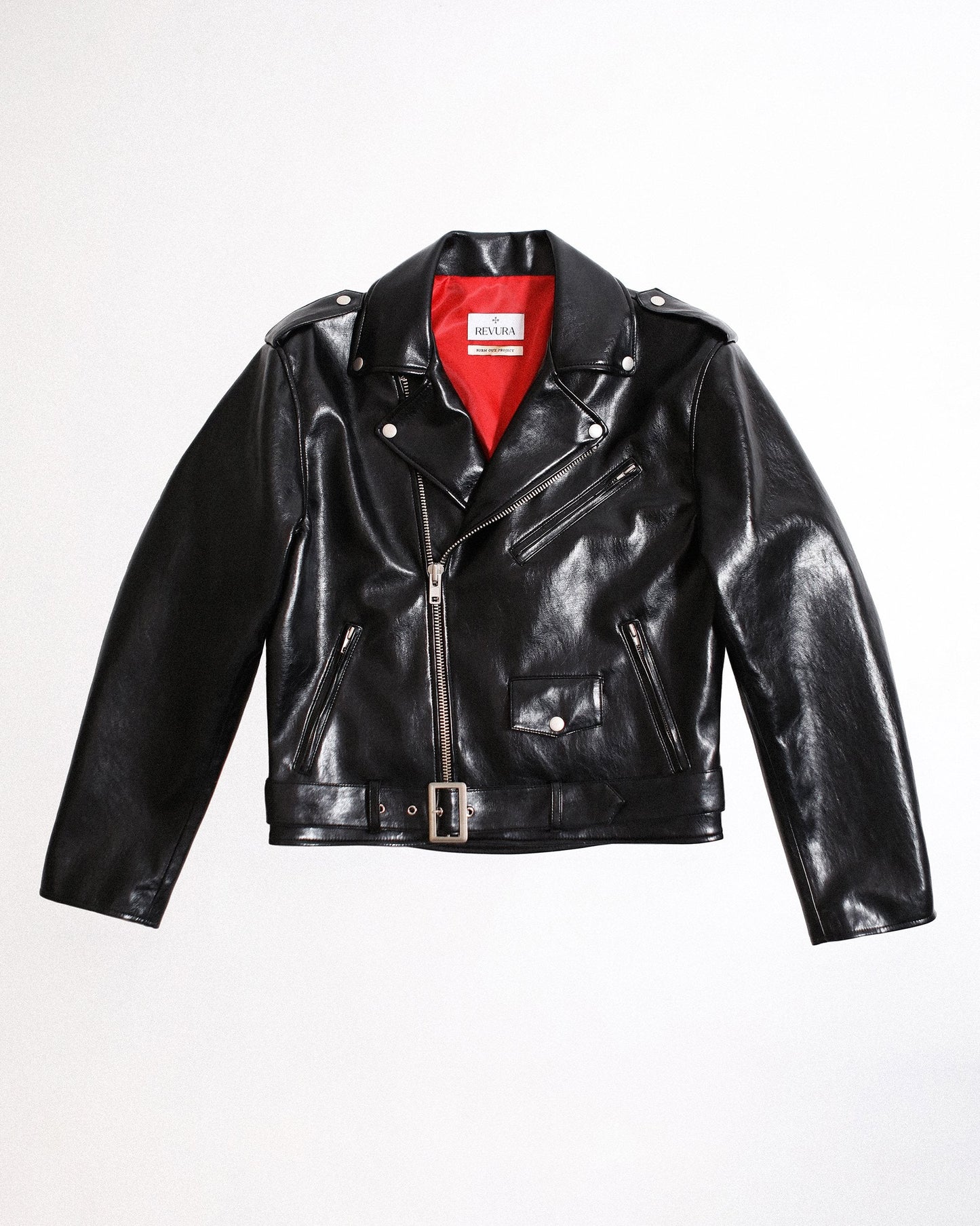 【REVURA レビュ―ラ】BURN OUT FLARE FAUX RIDER JACKET