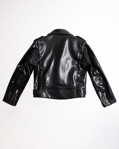 [REVURA] BURN OUT FLARE FAUX RIDER JACKET