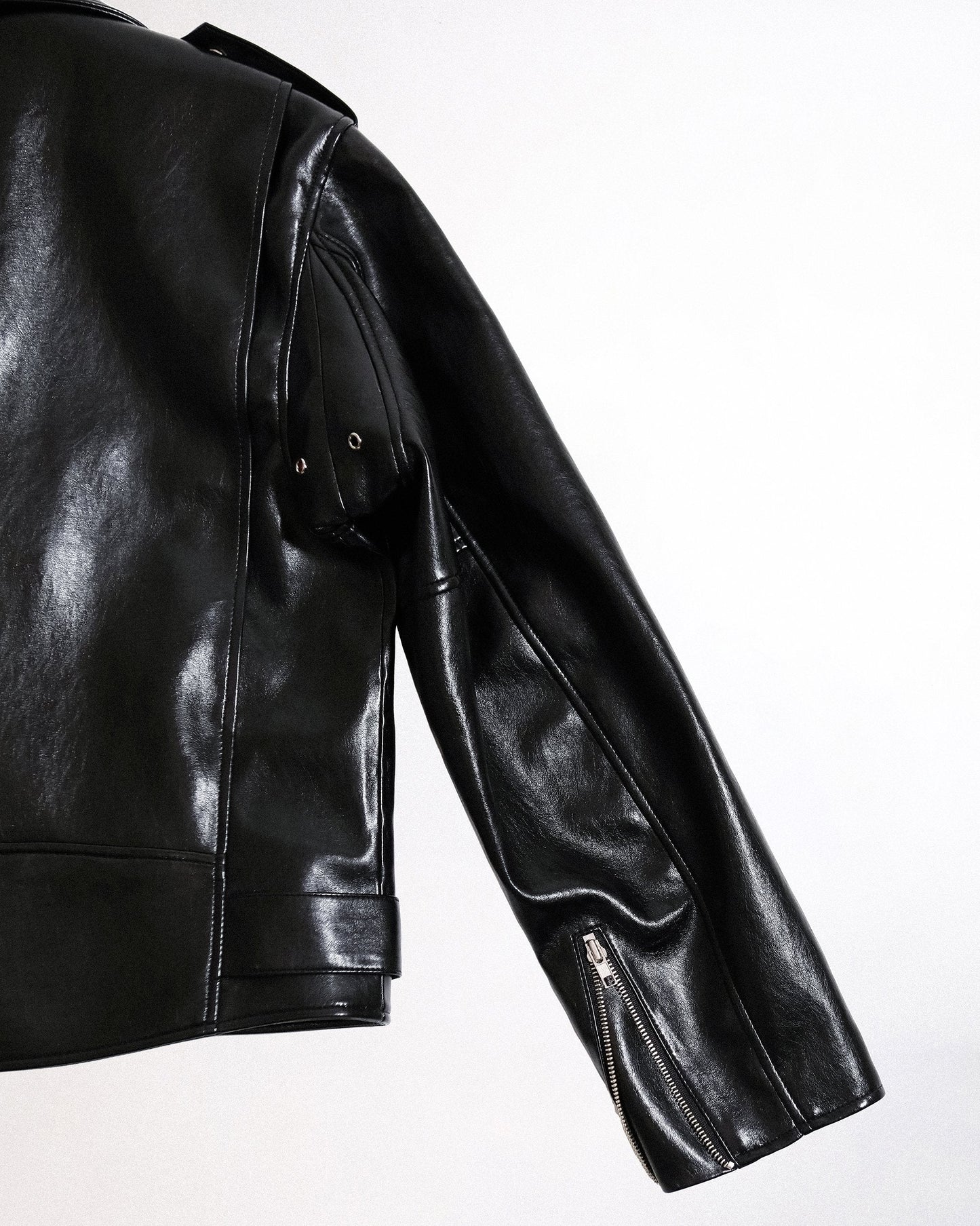 【REVURA レビュ―ラ】BURN OUT FLARE FAUX RIDER JACKET