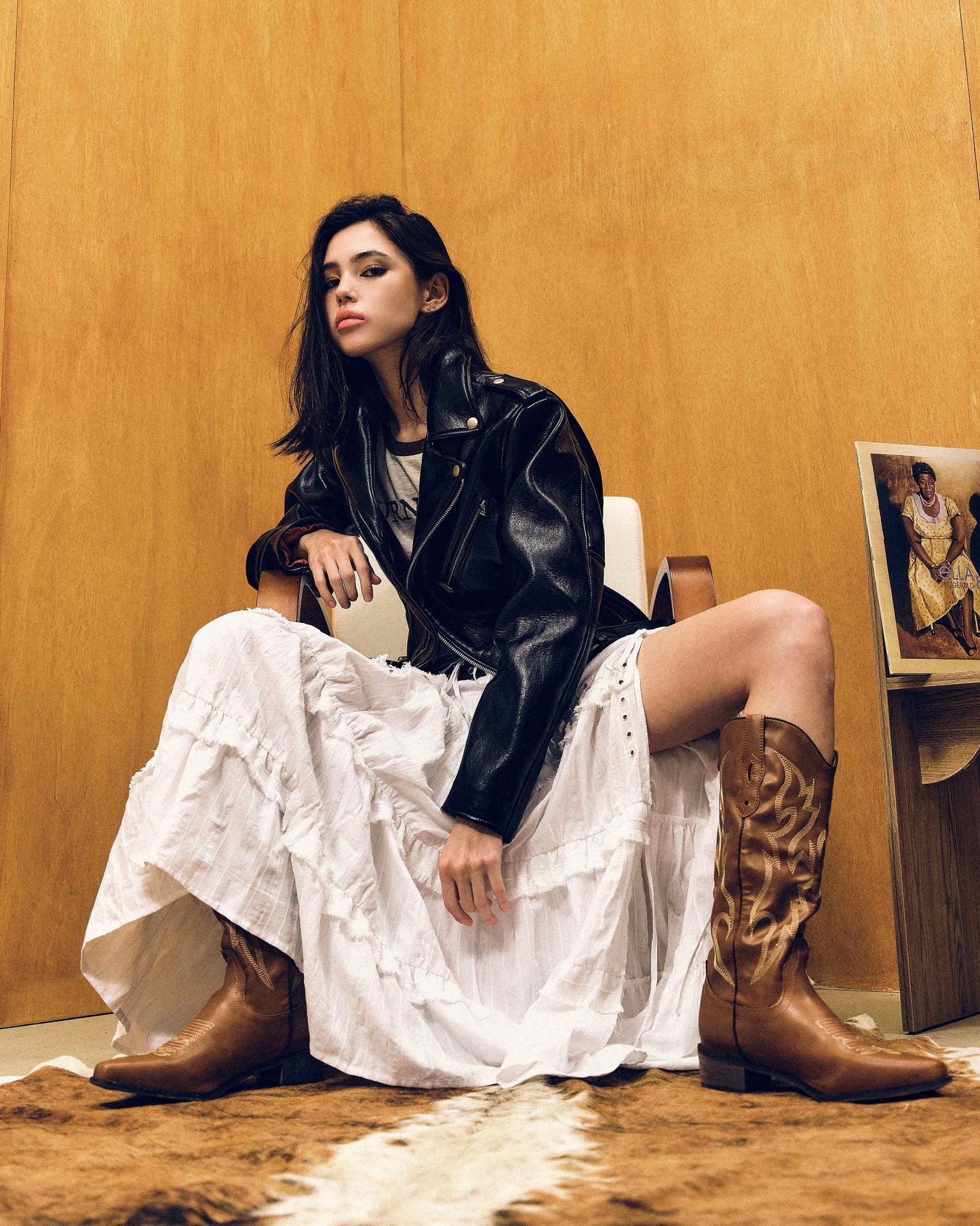 韓国ファッション ミニマル フェイクレザー