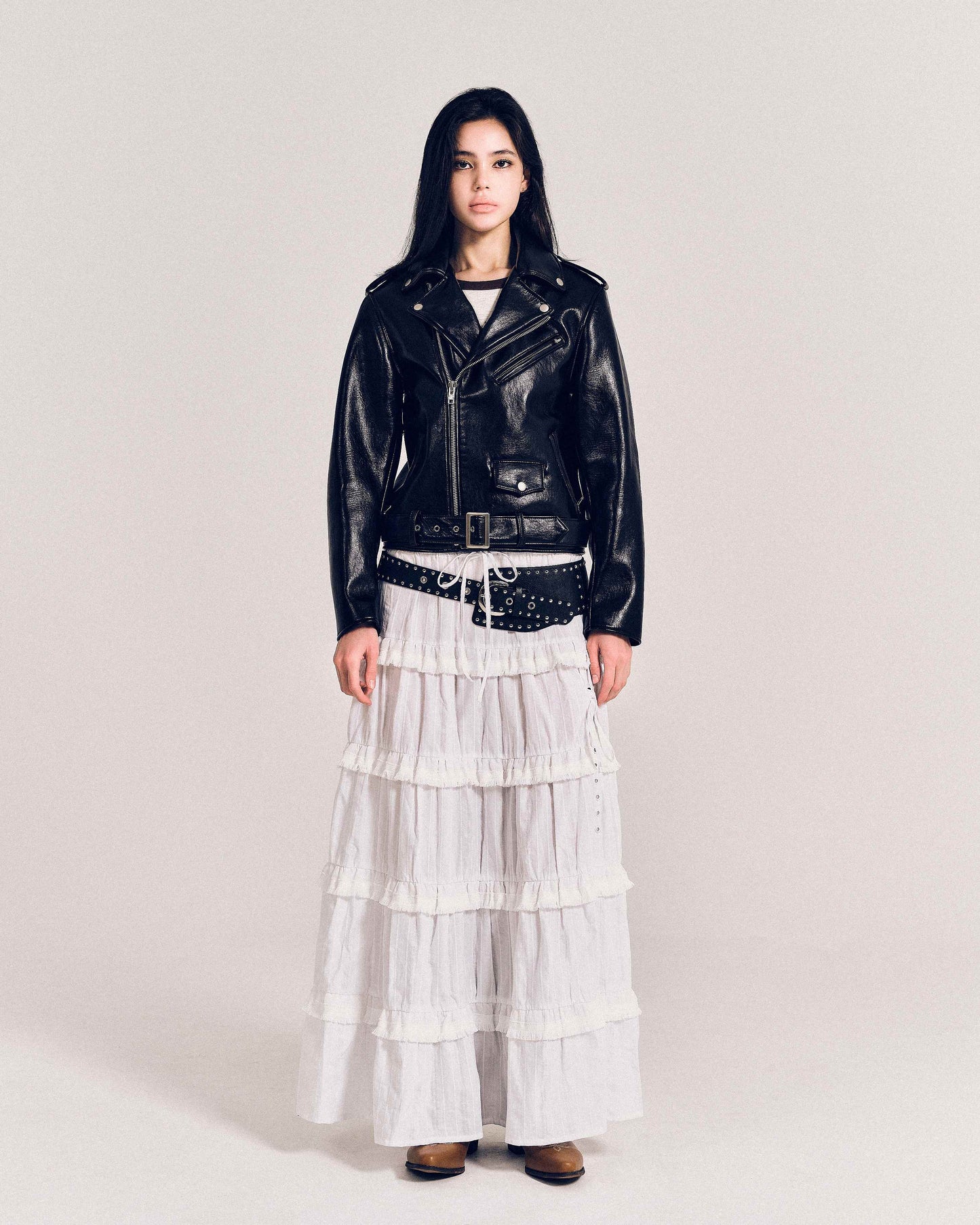 韓国 ファッション ユニセックス フェイクレザー