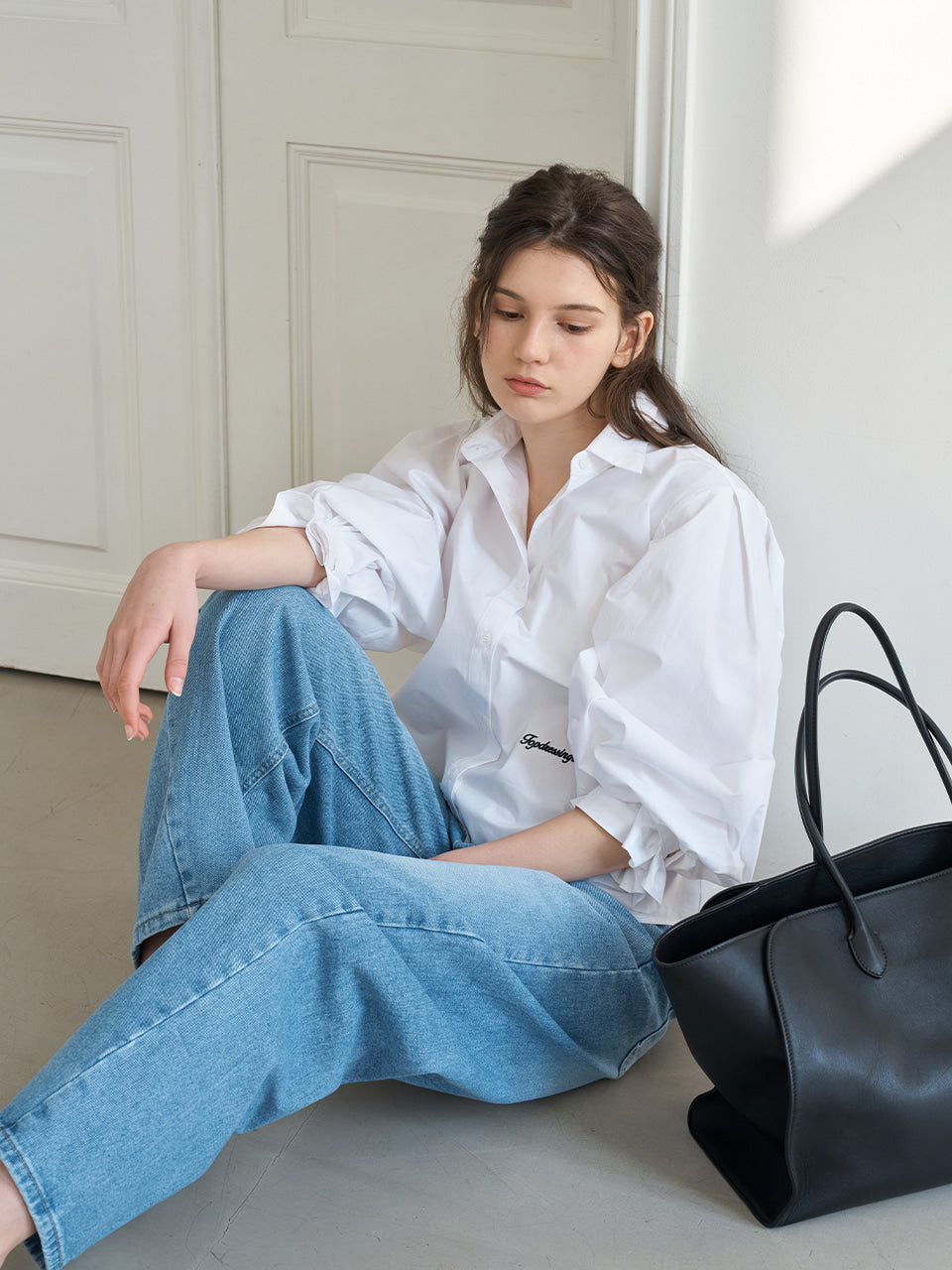 TOPDRESSING 2026SS Mood Dotto Shirt アイボリー 着用イメージ 正面
