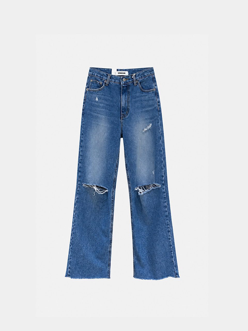 TOPDRESSING ブルーのルートディストレストパンツ
