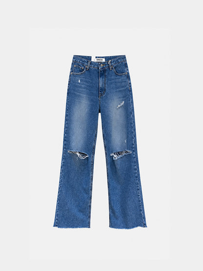 TOPDRESSING ブルーのルートディストレストパンツ