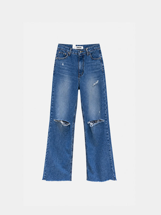 TOPDRESSING ブルーのルートディストレストパンツ