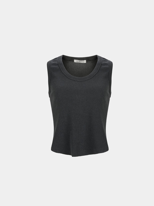 TOPDRESSING ピッグワッフルスリーブレストップ チャコール