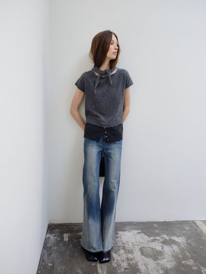 TOPDRESSING スマッジブーツカットパンツ ロング丈