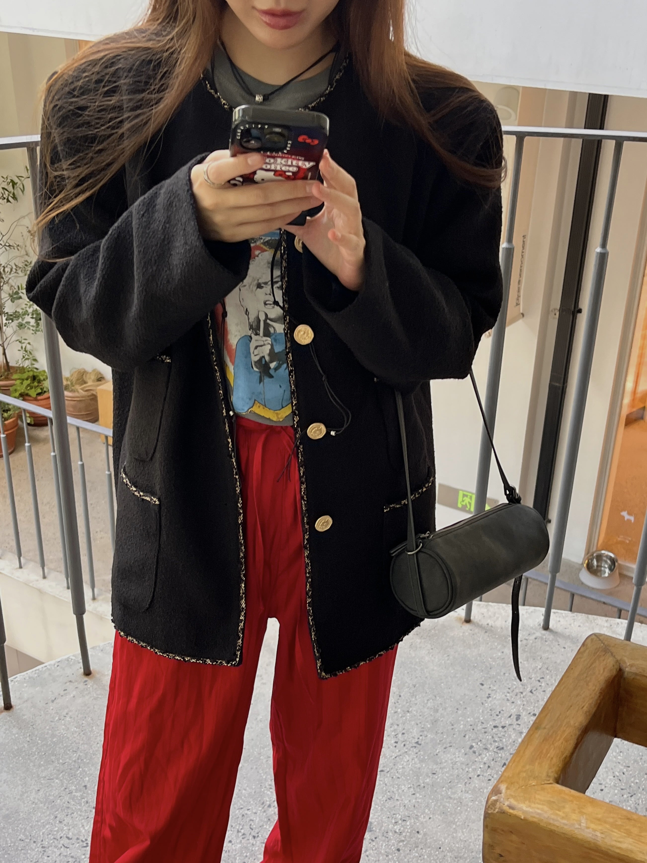 asclo tweed jacket ツイードジャケット　ブラック　韓国 asclo tweed jacket ツイードジャケット ブラック 韓国 asclo