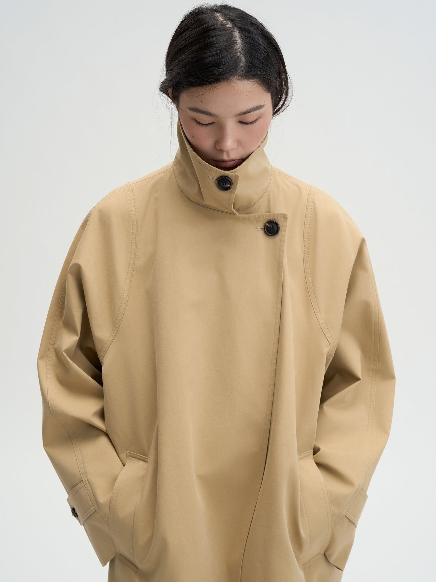 【MAGJAY 2025AW】High-neck Cocoon trench coat