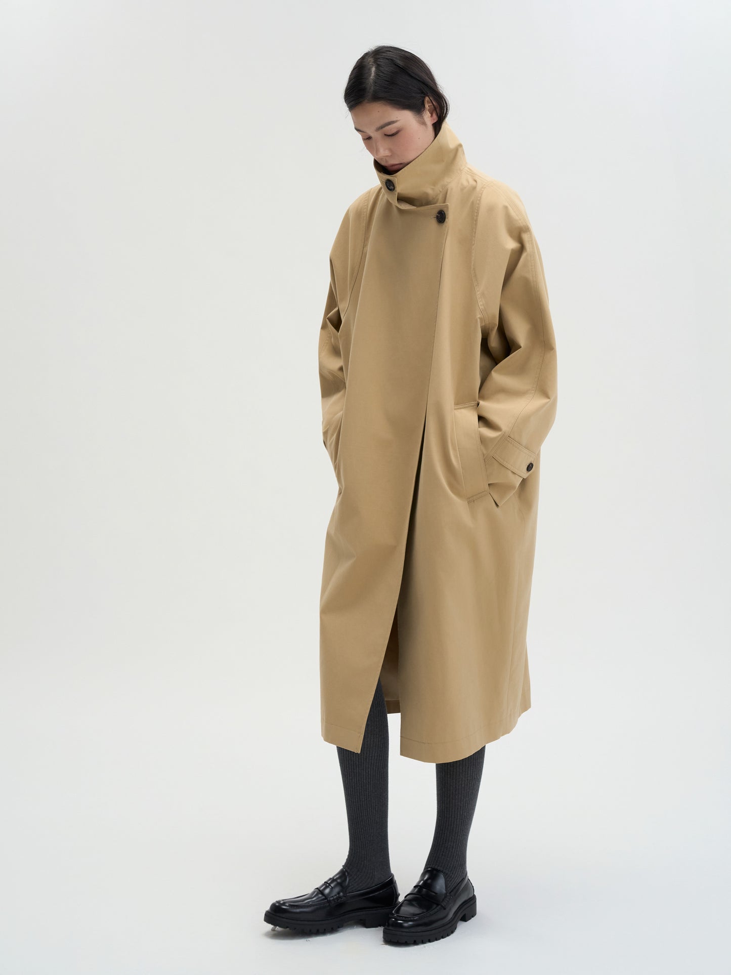 【MAGJAY 2025AW】High-neck Cocoon trench coat