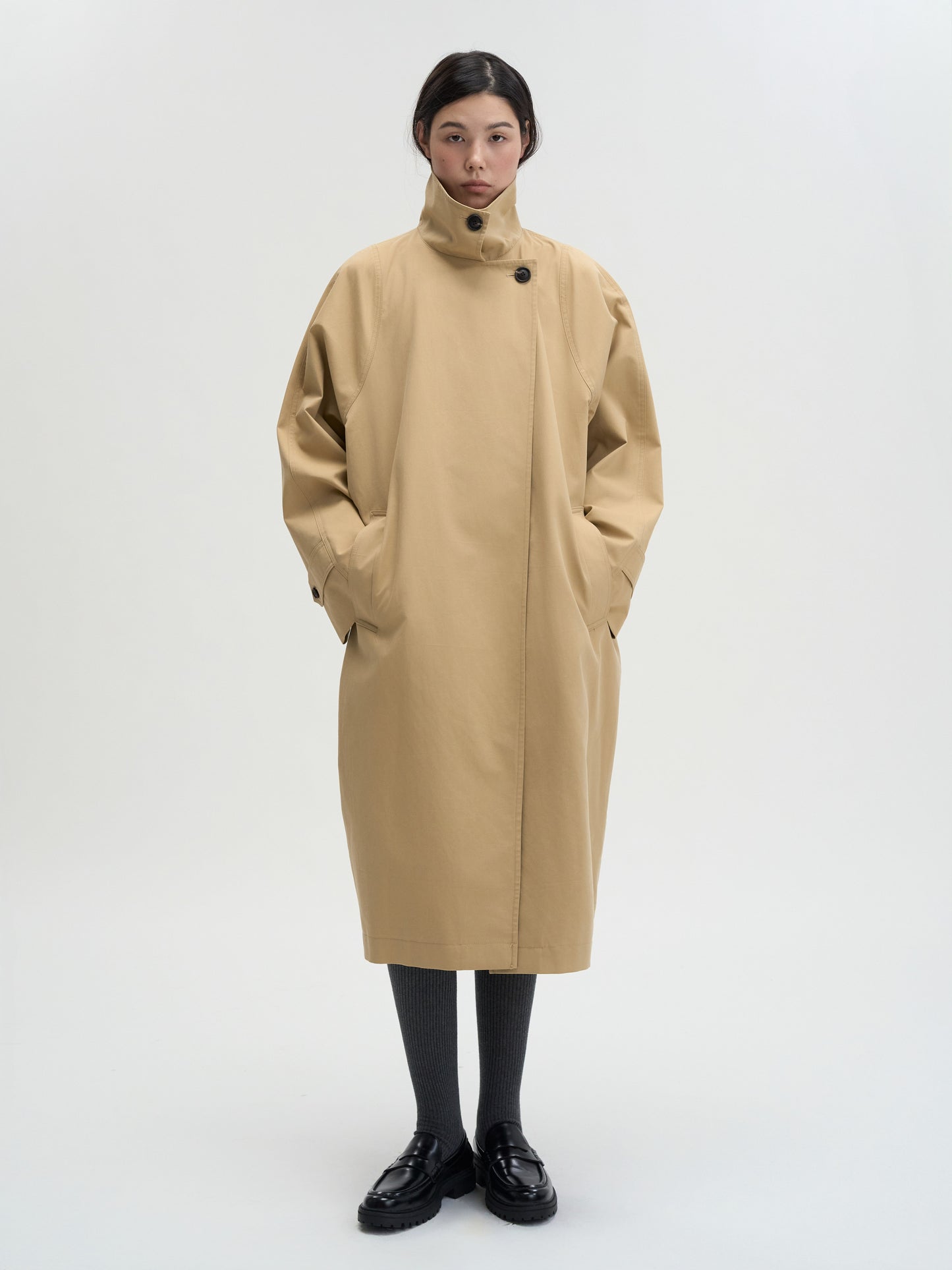 【MAGJAY 2025AW】High-neck Cocoon trench coat