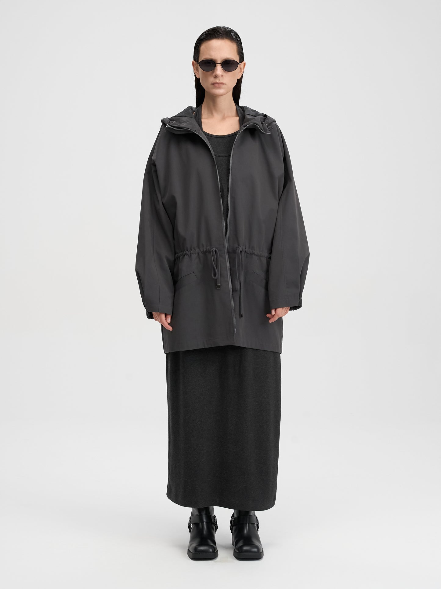 【MAGJAY 2025AW】Modern Half Hooded Jumper - Charcoal