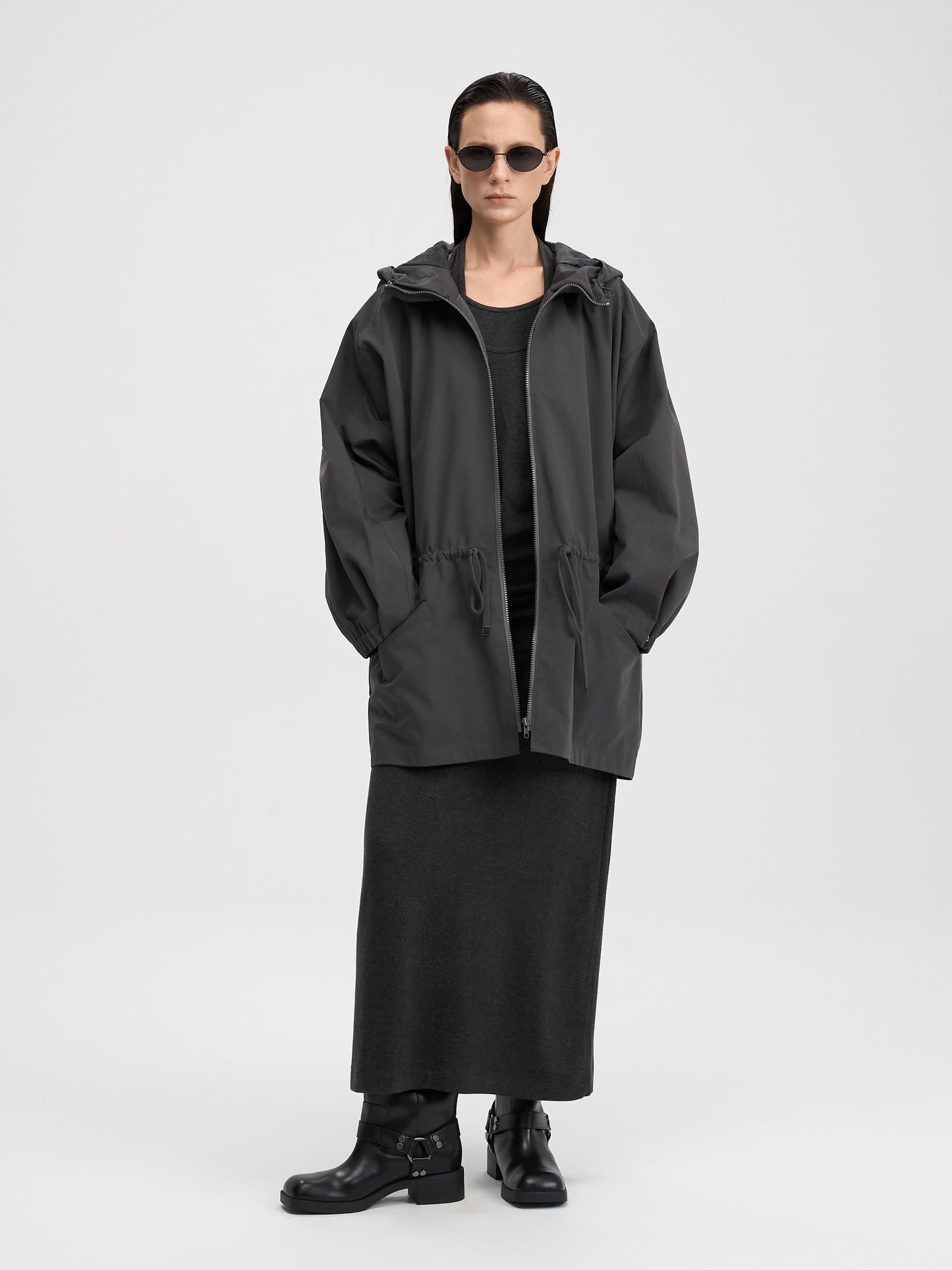 【MAGJAY 2025AW】Modern Half Hooded Jumper - Charcoal