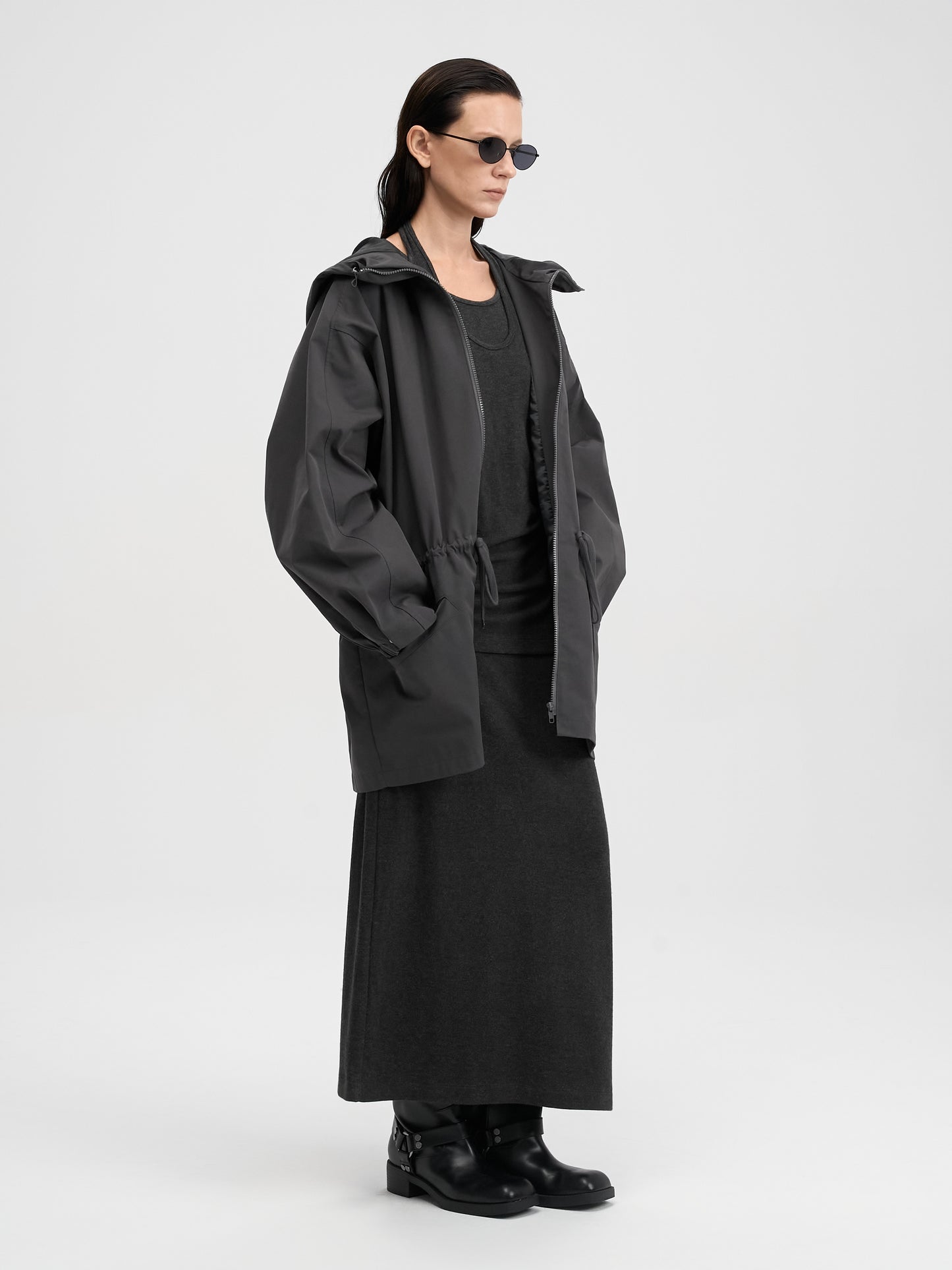 【MAGJAY 2025AW】Modern Half Hooded Jumper - Charcoal