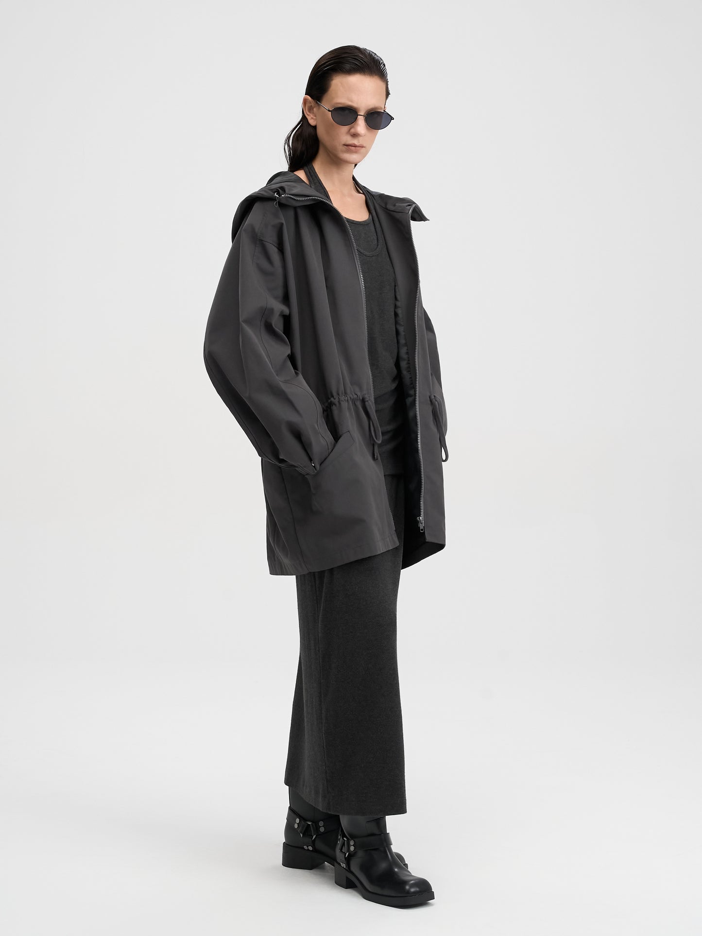 【MAGJAY 2025AW】Modern Half Hooded Jumper - Charcoal