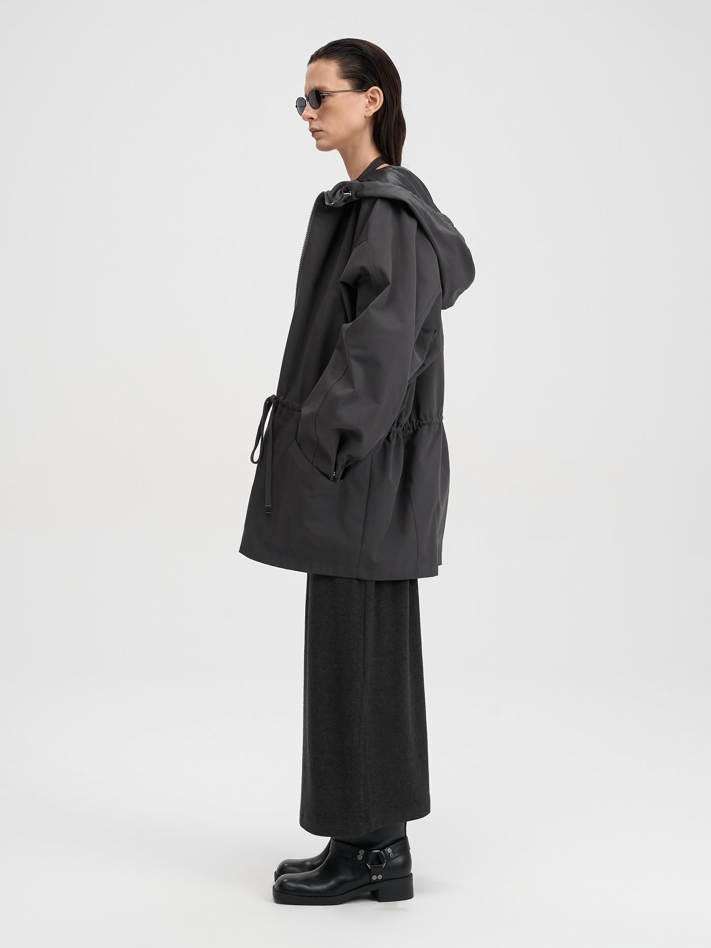 【MAGJAY 2025AW】Modern Half Hooded Jumper - Charcoal