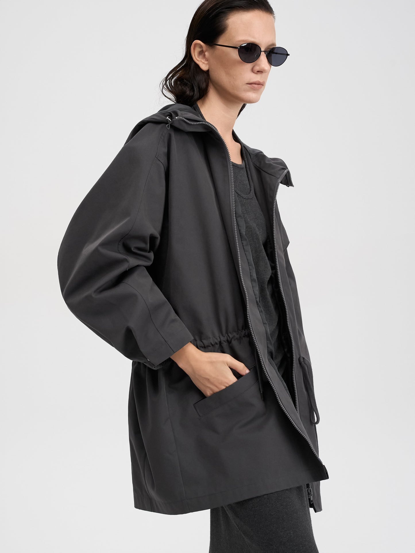 【MAGJAY 2025AW】Modern Half Hooded Jumper - Charcoal