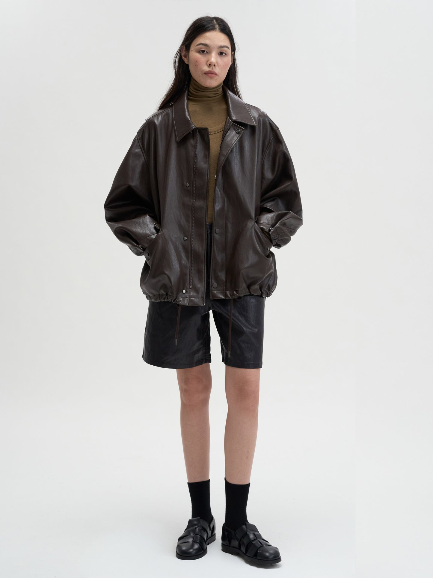 【MAGJAY 2025AW】Volume Leather Bomber Jacket