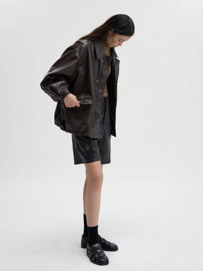[MAGJAY 2025AW] Volume Leather Bomber Jacket