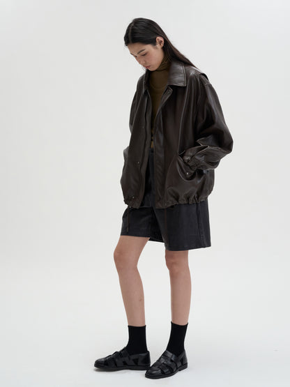 [MAGJAY 2025AW] Volume Leather Bomber Jacket