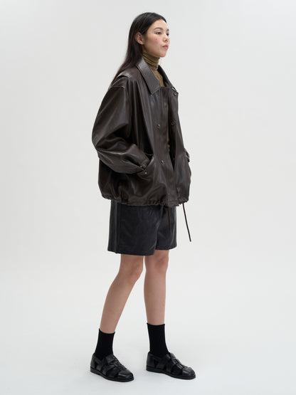 [MAGJAY 2025AW] Volume Leather Bomber Jacket