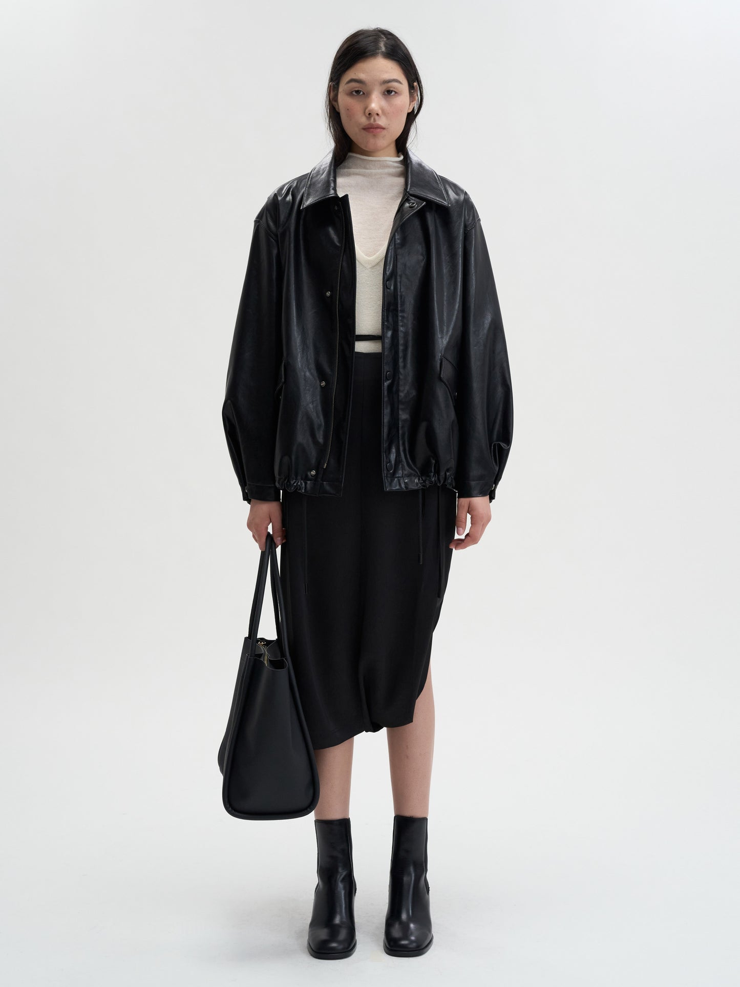 【MAGJAY 2025AW】Volume Leather Bomber Jacket