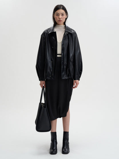 [MAGJAY 2025AW] Volume Leather Bomber Jacket