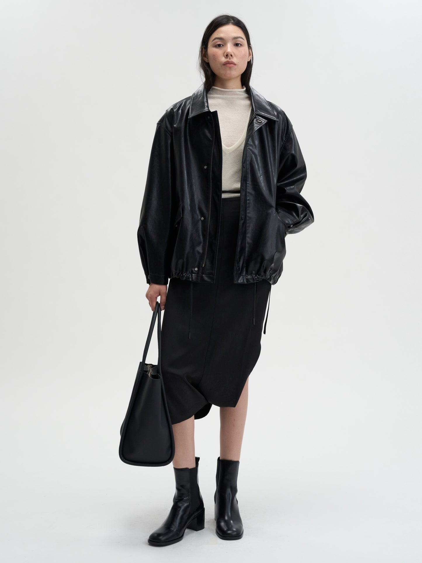 【MAGJAY 2025AW】Volume Leather Bomber Jacket