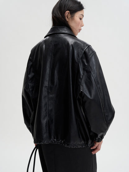 [MAGJAY 2025AW] Volume Leather Bomber Jacket