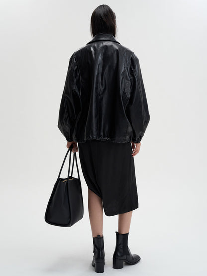 [MAGJAY 2025AW] Volume Leather Bomber Jacket