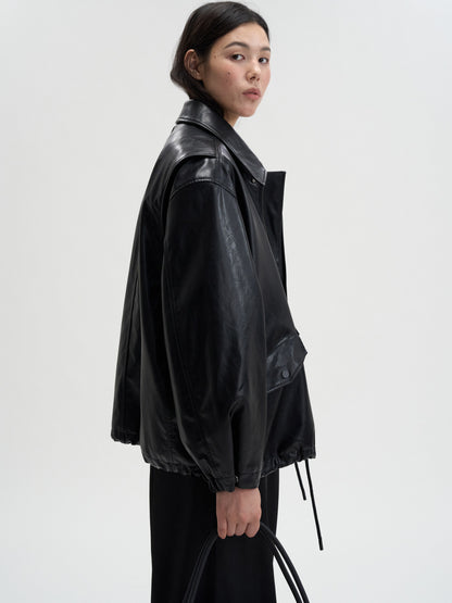 [MAGJAY 2025AW] Volume Leather Bomber Jacket