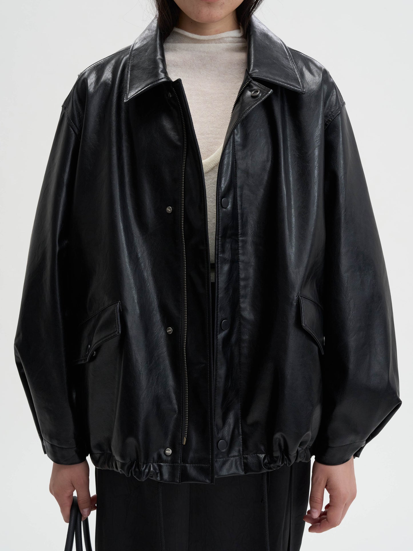 【MAGJAY 2025AW】Volume Leather Bomber Jacket