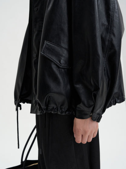 [MAGJAY 2025AW] Volume Leather Bomber Jacket