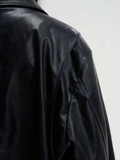 [MAGJAY 2025AW] Volume Leather Bomber Jacket