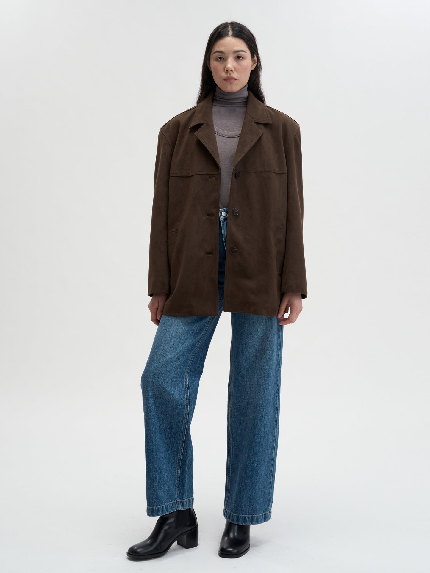 【MAGJAY 2025AW】Relax Suede Blazer - Dark Brown