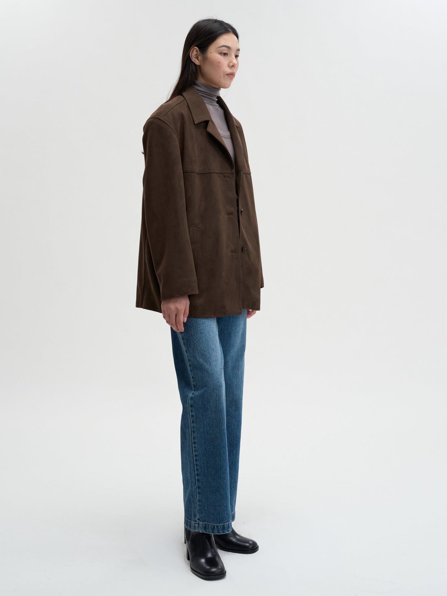 【MAGJAY 2025AW】Relax Suede Blazer - Dark Brown