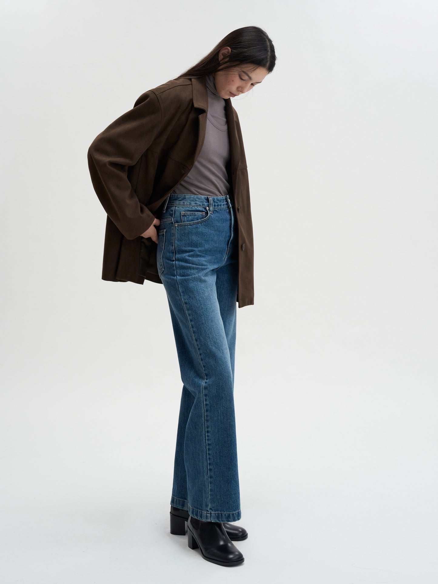 【MAGJAY 2025AW】Relax Suede Blazer - Dark Brown