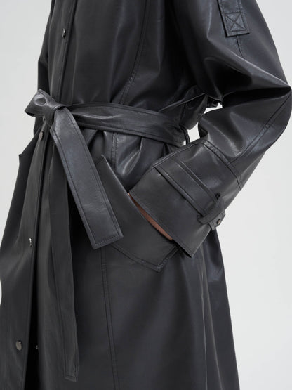 [MAGJAY 2025AW] Mod Leather Trench Coat - Gray