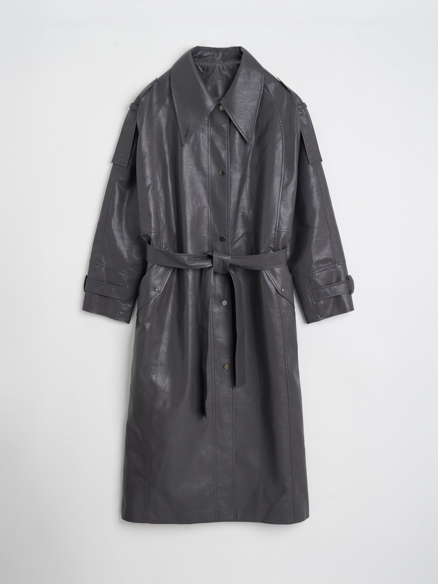 【MAGJAY 2025AW】Mod Leather Trench Coat - Gray
