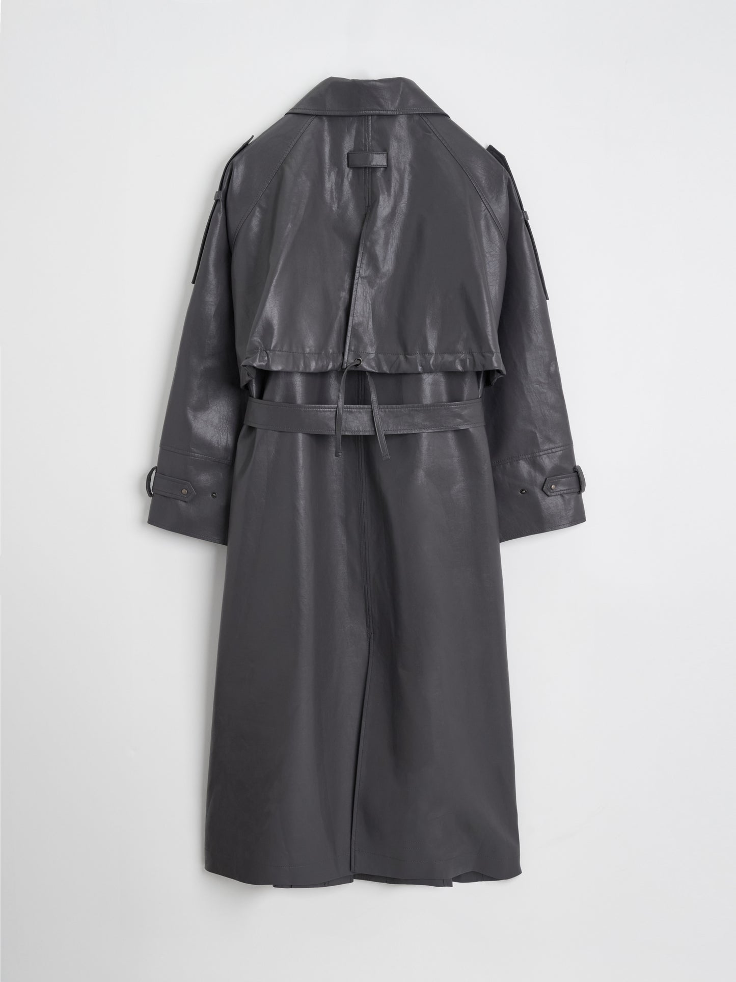 【MAGJAY 2025AW】Mod Leather Trench Coat - Gray