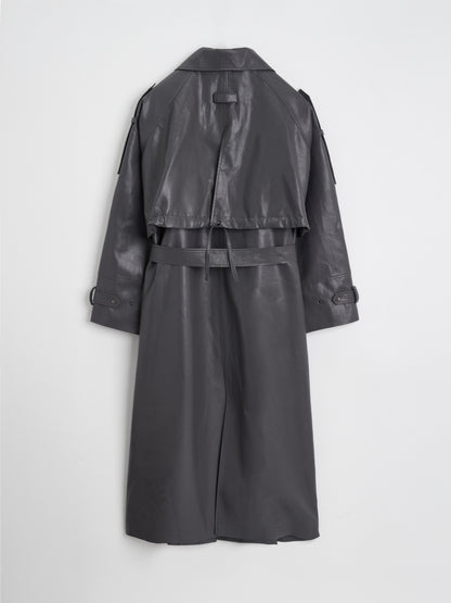[MAGJAY 2025AW] Mod Leather Trench Coat - Gray